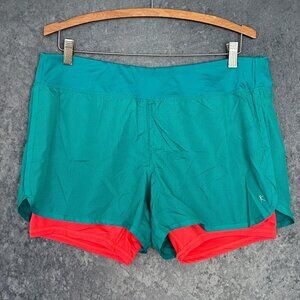 Danskin Green Pink Running Shorts Pull On Lined Undershorts, L